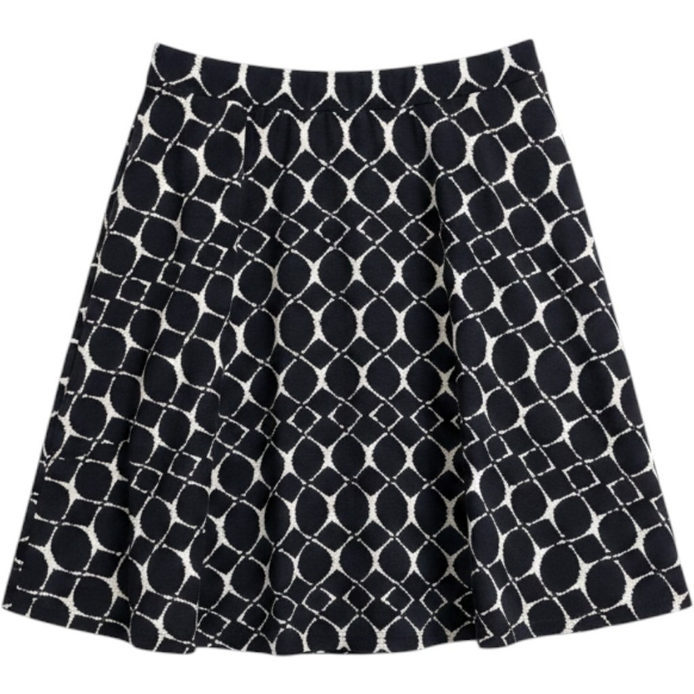 Gilli Skirt Womens Size M Blue White Geometric A-Line Elastic Waist Mod Casual